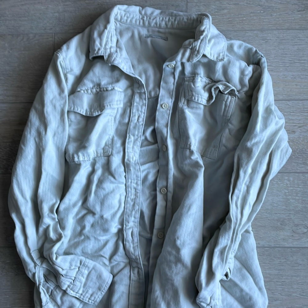 Outerknown Organic Cotton button up Medium Ivory Taupe